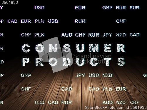 Image of Business concept: Consumer Products in grunge dark room