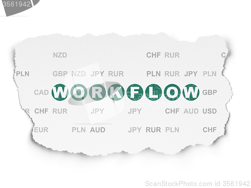 Image of Finance concept: Workflow on Torn Paper background