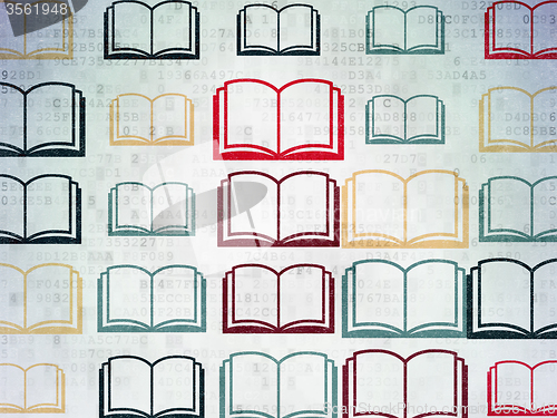 Image of Science concept: Book icons on Digital Paper background