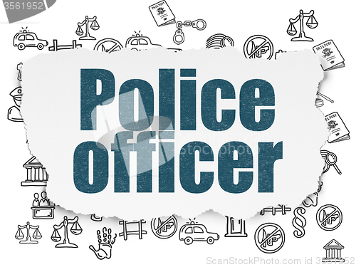 Image of Law concept: Police Officer on Torn Paper background