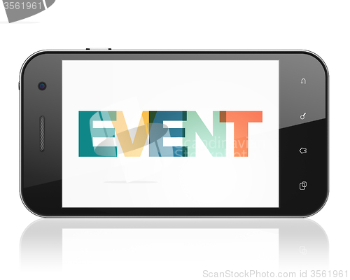 Image of Entertainment, concept: Smartphone with Event on  display