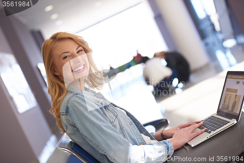 Image of student girl with laptop computer