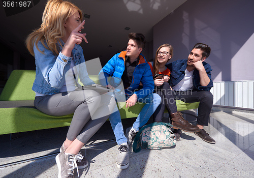 Image of students group standing together as team