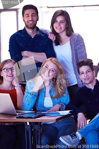 Image of students group standing together as team