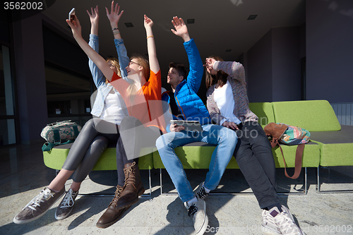 Image of students group taking selfie