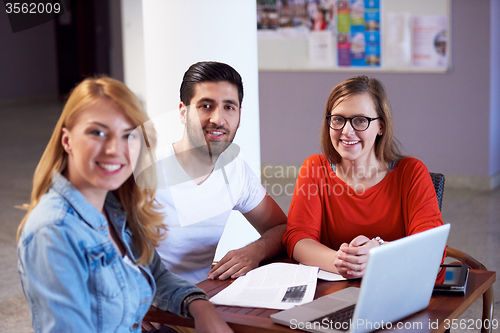 Image of students group standing together as team