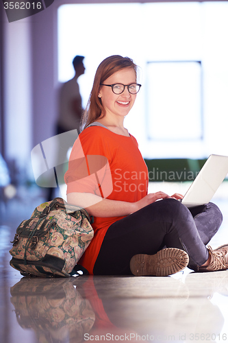 Image of student girl with laptop computer