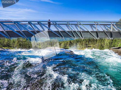 Image of Girl on bridge in Norway