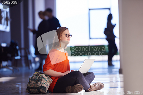 Image of student girl with laptop computer