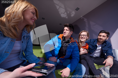 Image of students group working on school  project  together