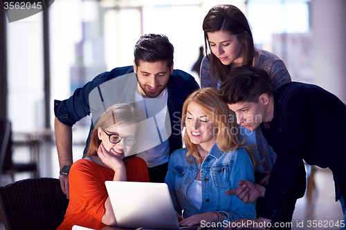 Image of students group working on school  project  together