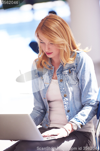 Image of student girl with laptop computer