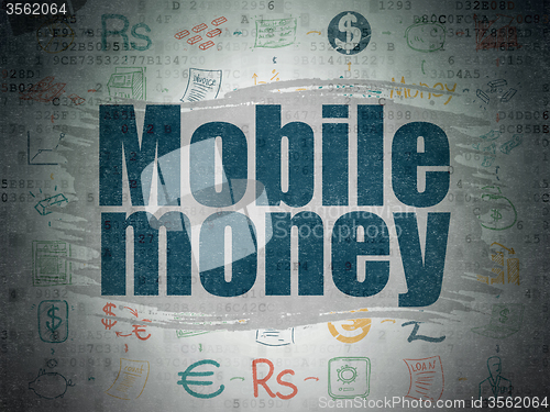 Image of Currency concept: Mobile Money on Digital Paper background