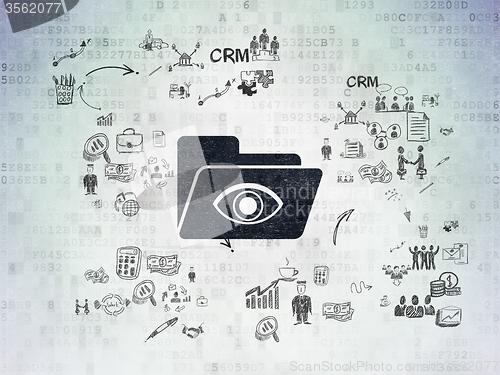Image of Finance concept: Folder With Eye on Digital Paper background