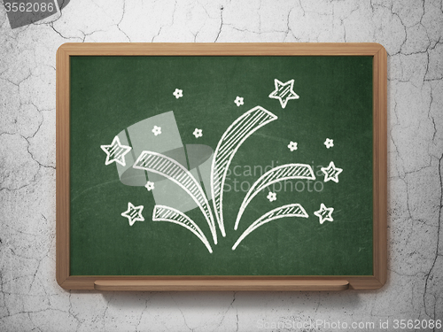 Image of Entertainment, concept: Fireworks on chalkboard background