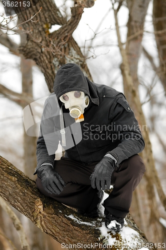 Image of Man in Gas Mask