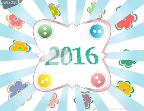 Image of holiday gift box with 2016 New Year greeting card with flowers set