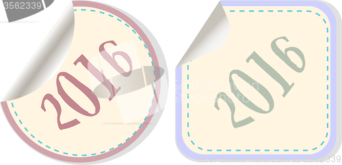 Image of creative happy new year 2016 design. Flat design. button