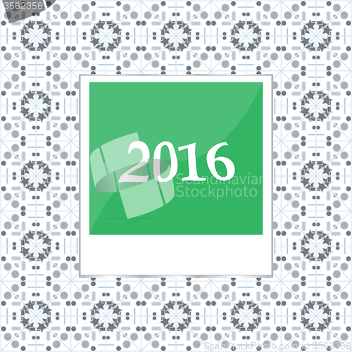 Image of 2016 in instant photo frames on abstract background