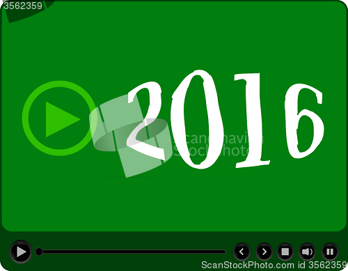 Image of Video player for web with 2016 symbol, media player with new year concept