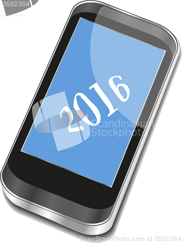 Image of smart phone icon isolated on white with a 2016 sign