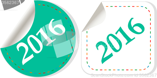 Image of Happy new year 2016 - vector icon with shadow on a grey button