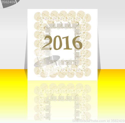 Image of Happy new year 2016 symbol with calligraphic design on abstract background. 