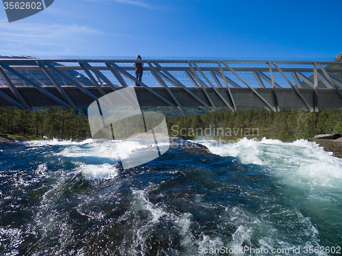 Image of Girl on bridge in Norway