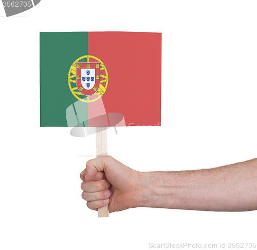 Image of Hand holding small card - Flag of Portugal