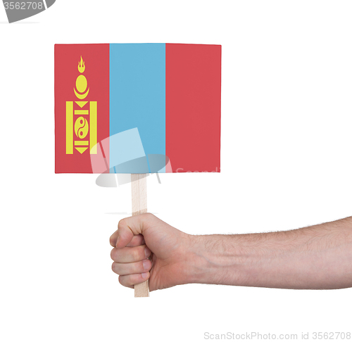 Image of Hand holding small card - Flag of Mongolia