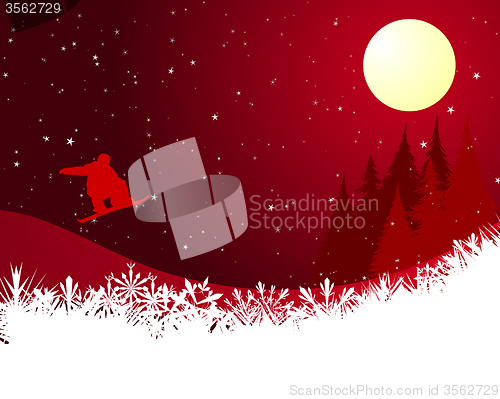 Image of Jumping Snowboarder Silhouette