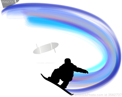 Image of Jumping Snowboarder Silhouette