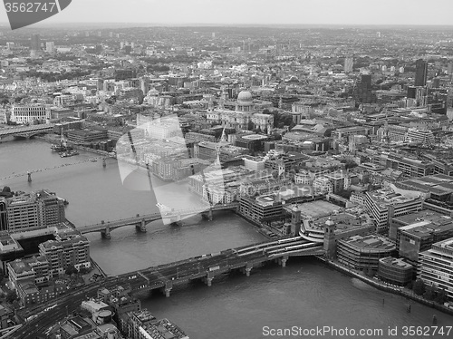 Image of Black and white Aerial view of London