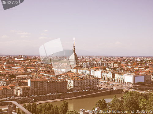 Image of Retro looking Aerial view of Turin