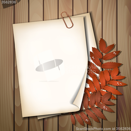 Image of Paper sheet with autumn leaves