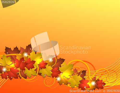 Image of Flying autumn leaves background