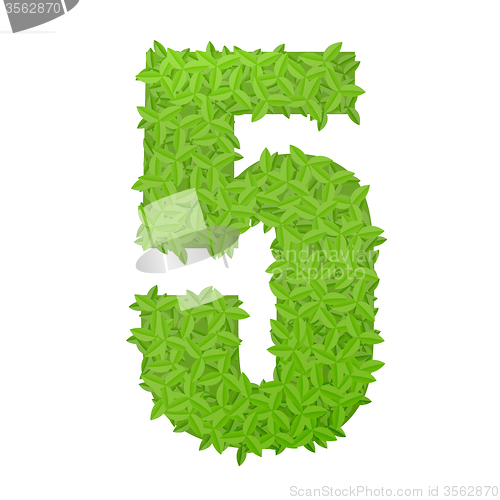 Image of Number 5 consisting of green leaves