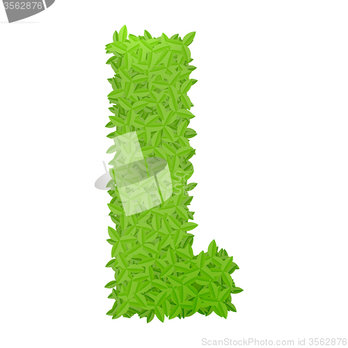 Image of Uppecase letter L consisting of green leaves