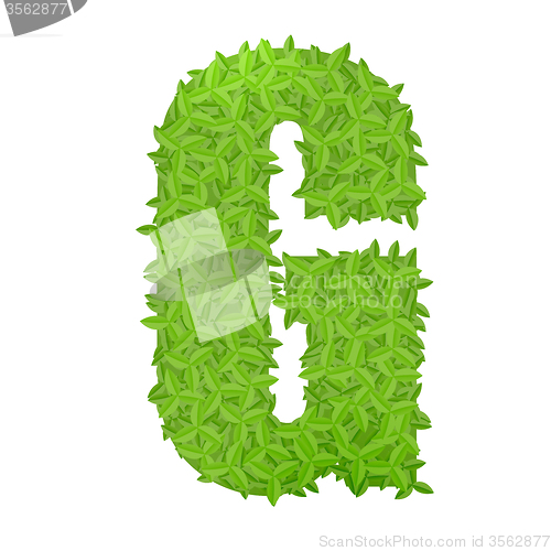 Image of Uppecase letter G consisting of green leaves