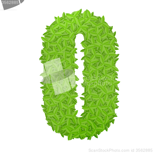 Image of Uppecase letter O consisting of green leaves