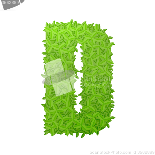 Image of Uppecase letter D consisting of green leaves
