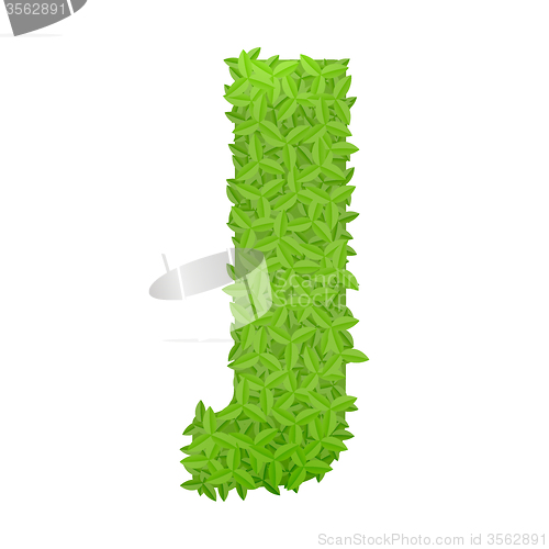 Image of Uppecase letter J consisting of green leaves