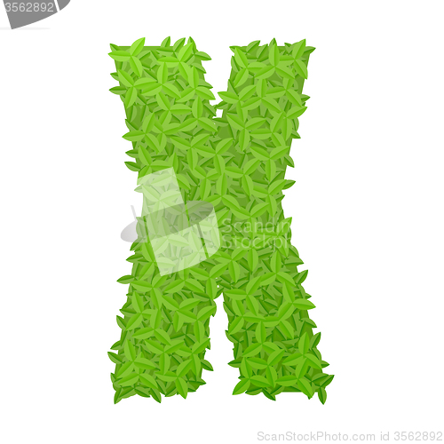 Image of Uppecase letter X consisting of green leaves