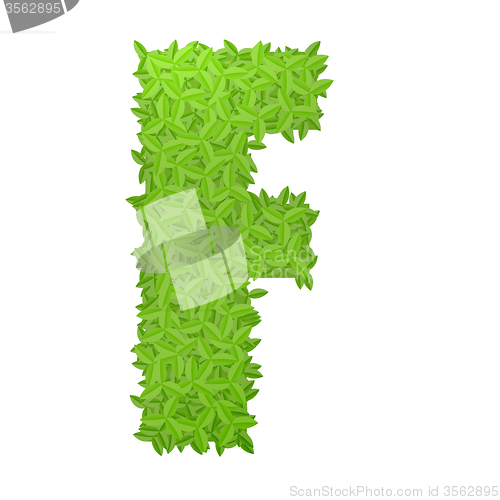 Image of Uppecase letter F consisting of green leaves