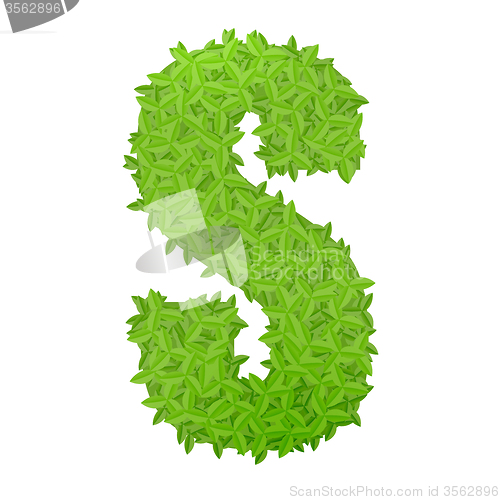 Image of Uppecase letter S consisting of green leaves