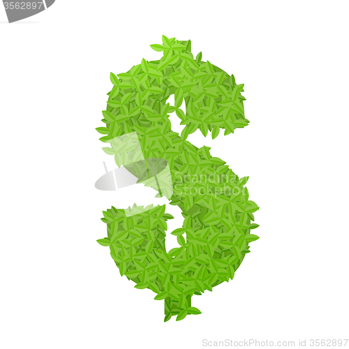 Image of Dollar sign consisting of green leaves