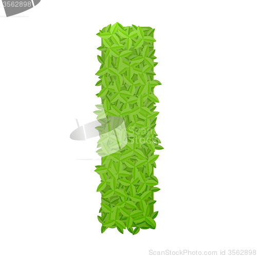 Image of Uppecase letter I consisting of green leaves