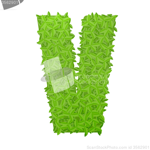 Image of Uppecase letter V consisting of green leaves