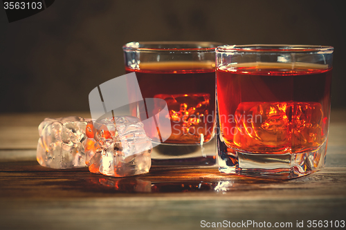 Image of good old whiskey with ice