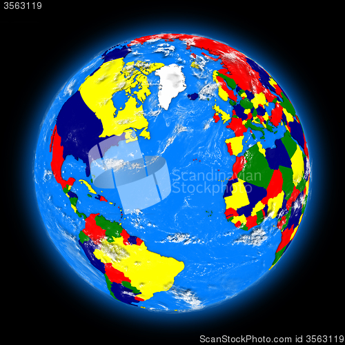 Image of Northern hemisphere on planet Earth